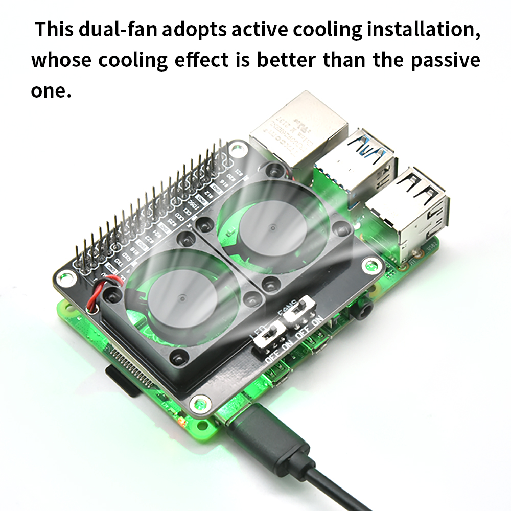 Raspberry Pi Water Cooling Kit - RPI 듀얼 냉각 팬 실드(방열판 포함)